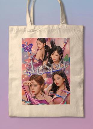 Шоппер эко-сумка с принтом kpop aespa kpop мерч