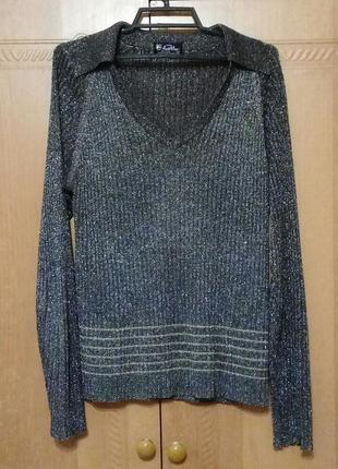 Люрексовая винтажная блузка (реглан) серая