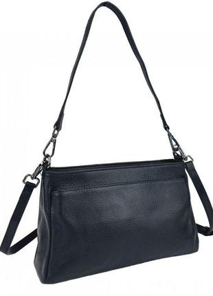 Шкіряна жіноча сумка на плече unaborsetta чорний