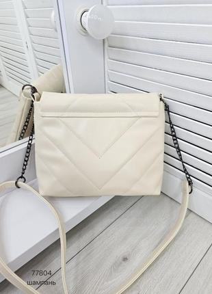 Женская стильная и качественная сумка из эко кожи бежевая6 фото