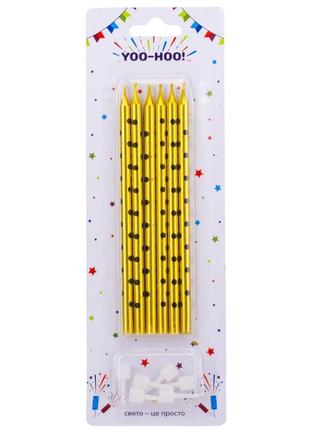 Набір свічок для торта "горошок", золоті, 13 см yoo-hoo!