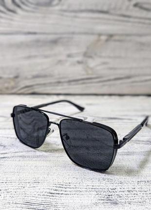 Солнцезащитные очки унисекс, черные в  металлической черной  оправе ( без бренда )