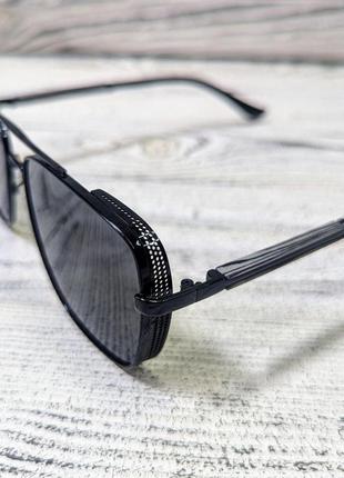 Солнцезащитные очки унисекс, черные в  металлической черной  оправе ( без бренда )3 фото