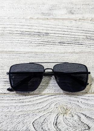 Солнцезащитные очки унисекс, черные в  металлической черной  оправе ( без бренда )5 фото