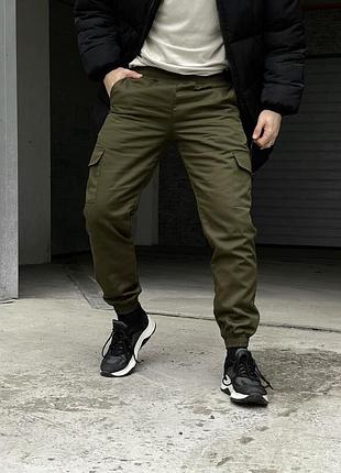 Утеплені чоловічі штани карго intruder кольору хакі