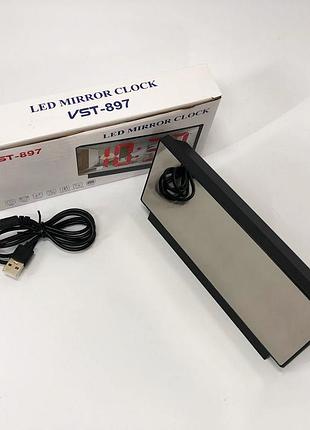 Часы электронные с зеркальным дисплеем vst-888-5, часы электронные настольные светящиеся vst7 фото