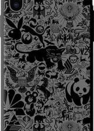 Чехол на iphone xs чёрно-серый стикер бомбинг "2432b-1583-71002"