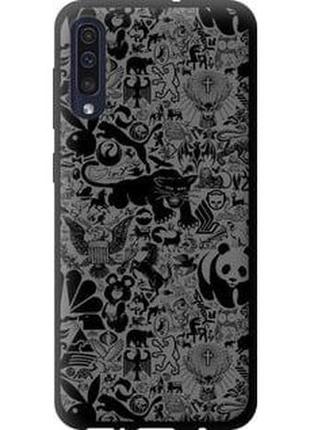 Чехол на samsung galaxy a30s a307f чёрно-серый стикер бомбинг "2432b-1804-71002"