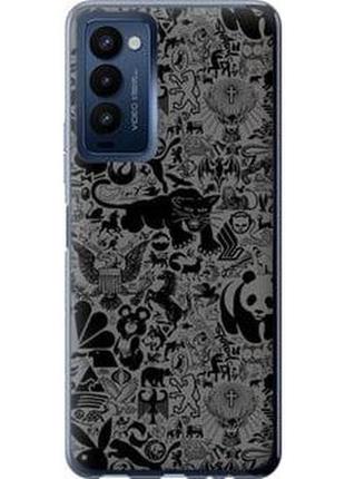 Чехол на tecno camon 18 ch6n чёрно-серый стикер бомбинг "2432u-2524-71002"