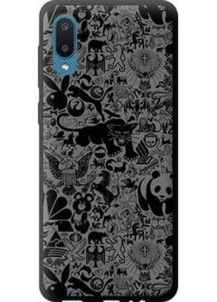 Чехол на samsung galaxy a02 a022g чёрно-серый стикер бомбинг "2432b-2260-71002"