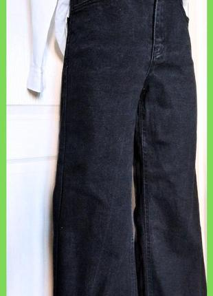 Черные джинсы палаццо wide leg широкие трубы высокая посадка плотный котон р.25 xs, s турция3 фото