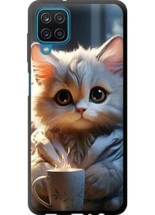 Чехол на samsung galaxy a12 a125f white brown cat "5646b-2201-71002"