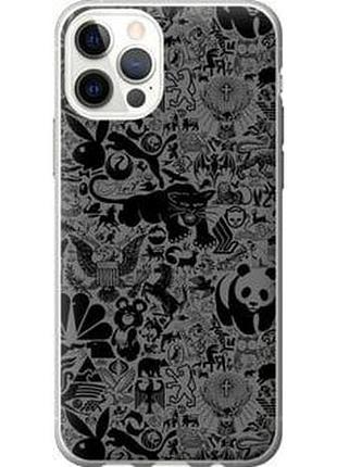 Чохол на iphone 12 pro чорно-сірий стикер бомбінг "2432u-2052-71002"
