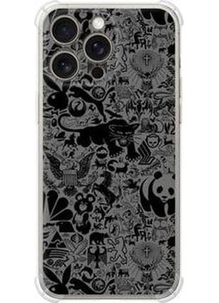Чехол на iphone 15 pro max чёрно-серый стикер бомбинг "2432sp-3098-71002"