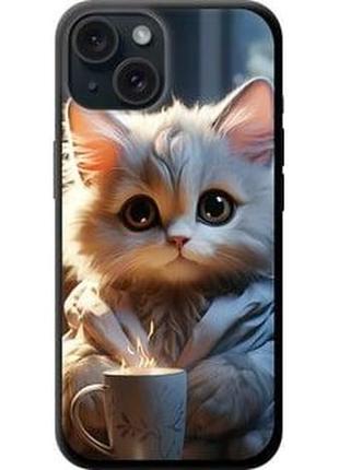 Чехол на iphone 15 white cat "5646b-3075-71002"