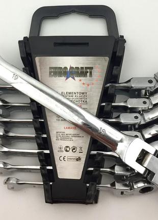 Набор ключей рожково-накидных с трещоткой euro craft 8 шт. 8-19 мм(eurocraft819мм)