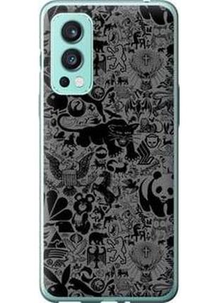 Чохол на oneplus nord 2 чорно-сірий стикер бомбінг "2432u-2468-71002"