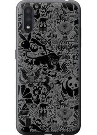 Чехол на samsung galaxy a01 a015f чёрно-серый стикер бомбинг "2432u-1842-71002"