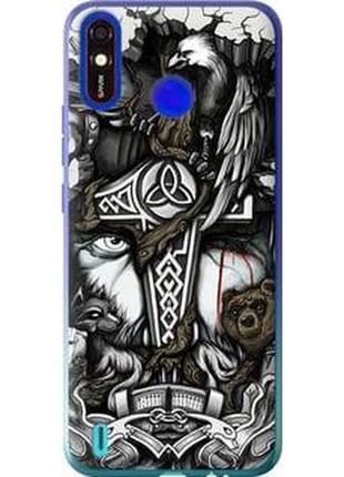 Чехол на tecno spark 4 lite тату викинг "4098u-2425-71002"