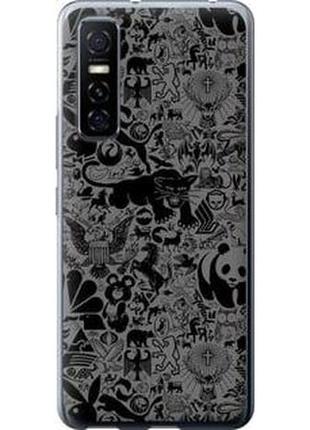 Чехол на vivo y73s чёрно-серый стикер бомбинг "2432u-2159-71002"