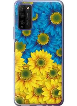 Чехол на huawei honor 30 lite жёлто-голубые цветы "1048u-2074-71002"