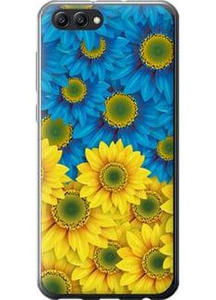 Чехол на huawei honor v10 / view 10 жёлто-голубые цветы "1048u-1579-71002"