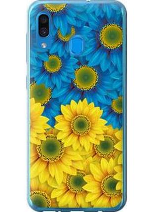 Чехол на samsung galaxy a20 2019 a205f жёлто-голубые цветы "1048u-1761-71002"
