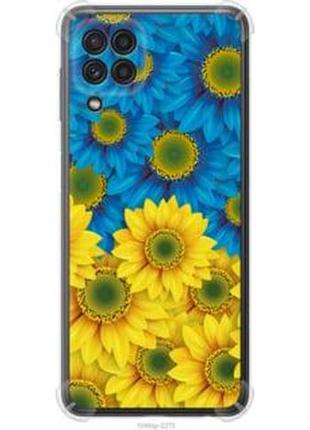 Чехол на samsung galaxy m32 m325f жёлто-голубые цветы "1048sp-2558-71002"