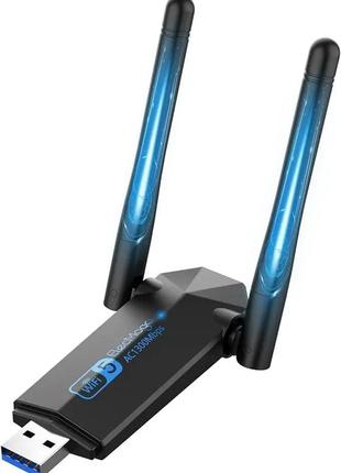 Мережевий адаптер wi-fi, адаптер для пк, адаптер wlan elecmoga usb 3.0, 1300 мбіт/с, пк, 2,4 ггц/5,8 ггц