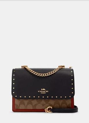 Женская, брендовая, черная сумка кросс-боди, klare crossbody bag in signature canvas with rivet, оригинал, сша