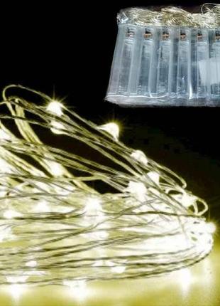 Гірлянда на батарейках роса 30led 3м теплий білий (10шт/уп) тм китай
