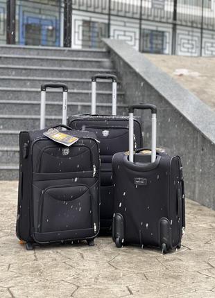 Средний чемодан дорожный тканевый m польша на колесах wings с подшипником