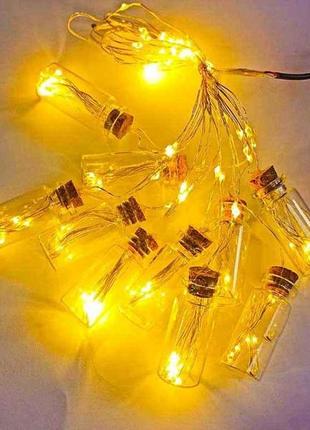 Гірлянда фігурки 50led 10шт бутилочки-роса тепл білий 2м бат 1969-07 тм китай