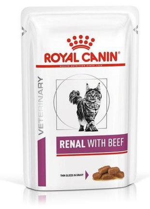 Влажный корм royal canin renal при хронической почечной недостаточности у кошек, говядина, 85 г