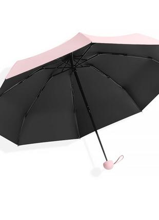 Мини-зонт lesko 190t pink карманный с чехлом капсулой 7шт