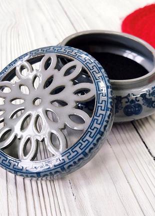 Античная керамическая курильница для благовоний с ручной росписью + комплект благовоний