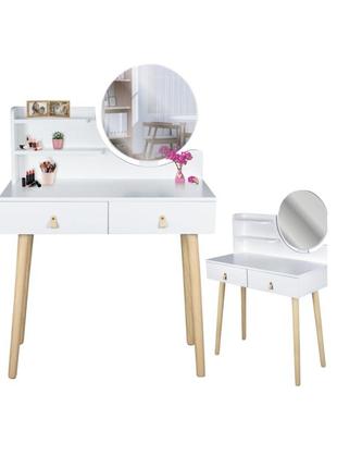 Туалетный столик jumi scandi с ящиками, кожаные ручки, белый