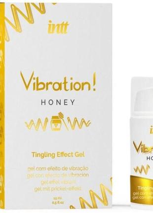 Жидкий вибратор intt vibration honey (15 мл), густой гель, очень вкусный, действует до 30 мин
