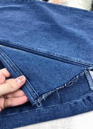 Синие прямые джинсы с эластаном на высокую посадку s4 фото
