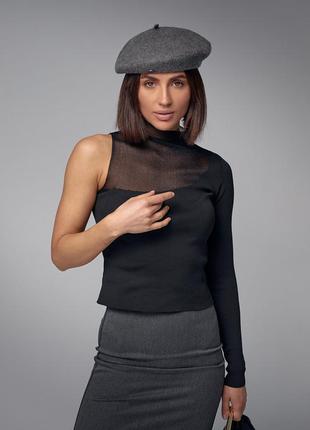 Джемпер із рукавом на одне плече — чорний колір, l (є розміри)5 фото
