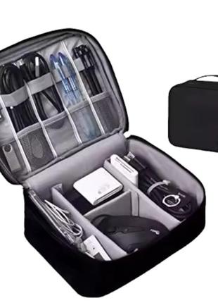 Сумка-органайзер для проводів, зарядок та аксесуарів чорна loveyouhome