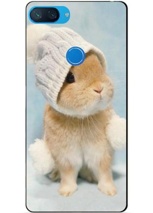 Силиконовый бампер чехол для xiaomi mi 8 lite с рисунком зайка в шапке