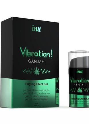Жидкий вибратор intt vibration ganjah (15 мл), густой гель, необычный вкус, действует до 30 минут