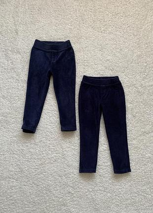 Брюки велюровые/детские лосины 2 пары nutmeg 1-2 р.