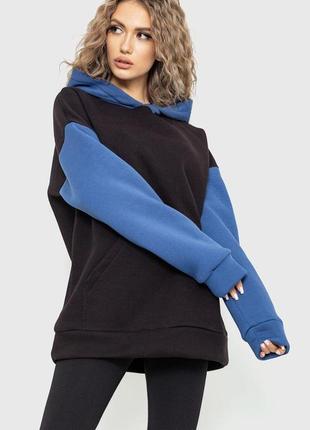 Худі жіночий на флісі, колір чорно-синій, 102r312