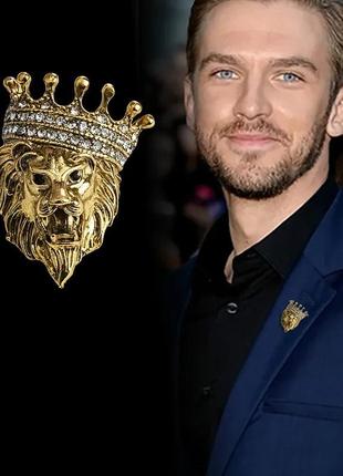 Брошка у вигляді голови  лева колір під срібло, золото