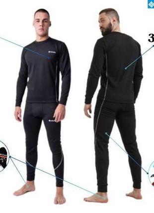 Термобілизна чоловіча columbia. s-3xl чорна зимова термо-білизна коламбія. чоловічий термо комплект спортивний
