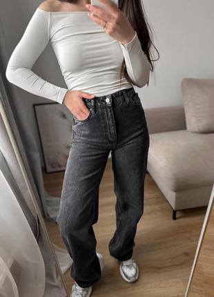 Графітові джинси wide leg zara
