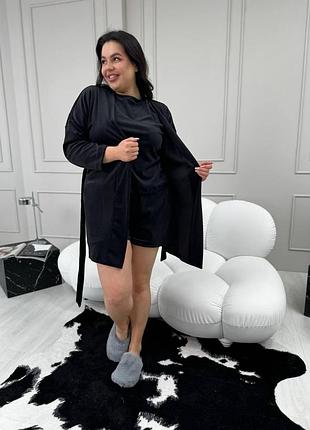 Піжама plus size домашній костюм красива жіноча піжама чорного кольору стильна чорна піжама8 фото