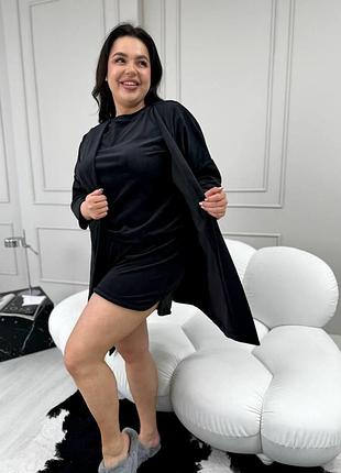 Піжама plus size домашній костюм красива жіноча піжама чорного кольору стильна чорна піжама9 фото